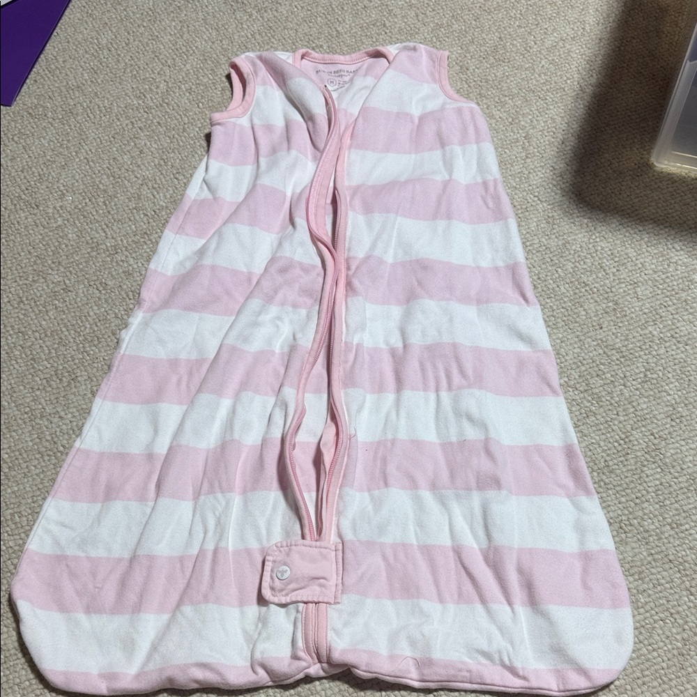 Burt's Bees Baby Pink and White Striped Sleep Sack